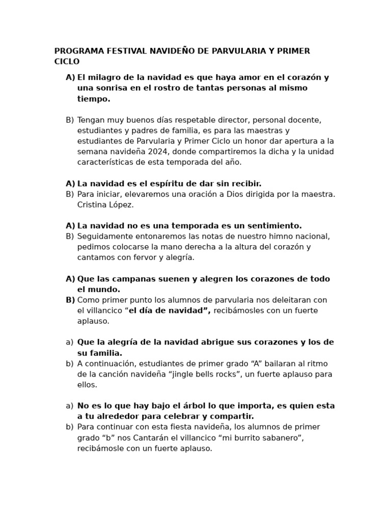 Festival Navideño Escolar 2024 | PDF | Navidad | Villancicos