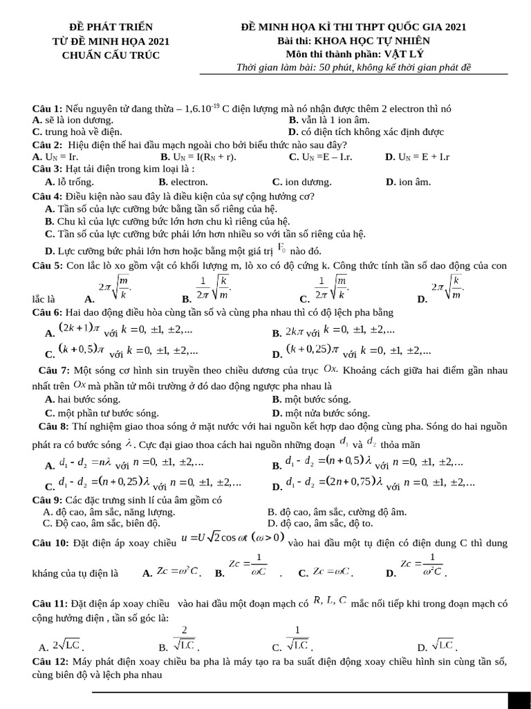 De Ã N Thi Cho HS | PDF