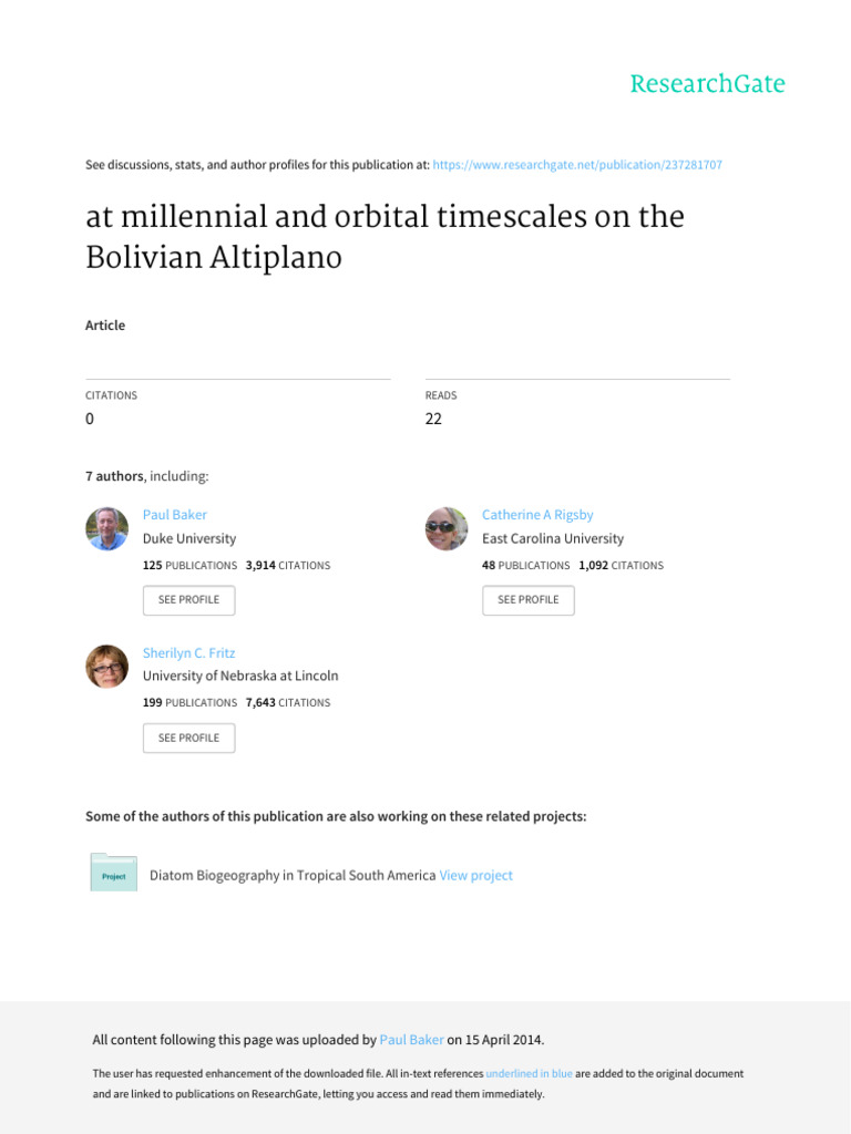 At Millennial and Orbital Timescales On The Bolivi | PDF | Earth ...