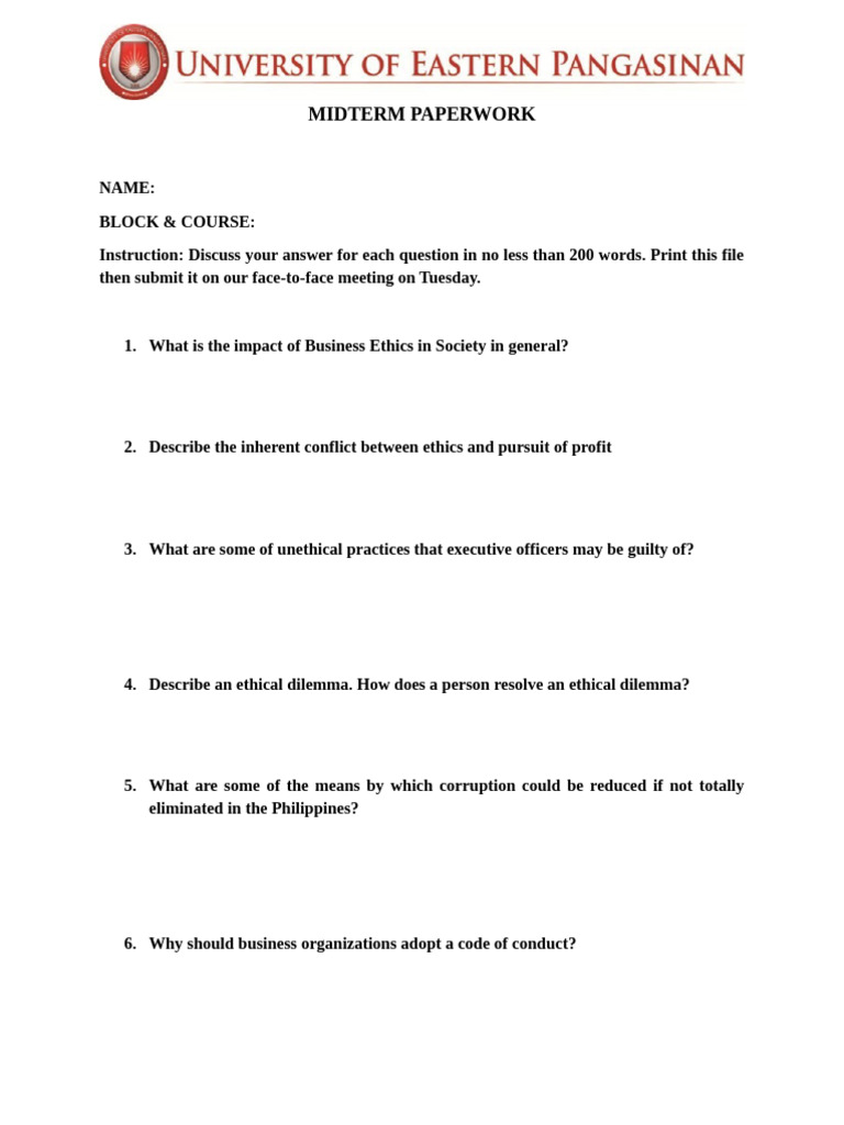 Midterm Paperwork | PDF