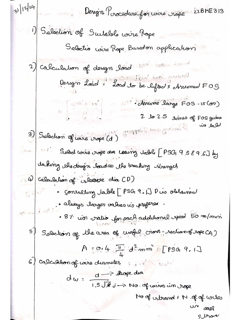 DESIGN PROCEDURE FOR WIRE ROPE _22BME313 | PDF