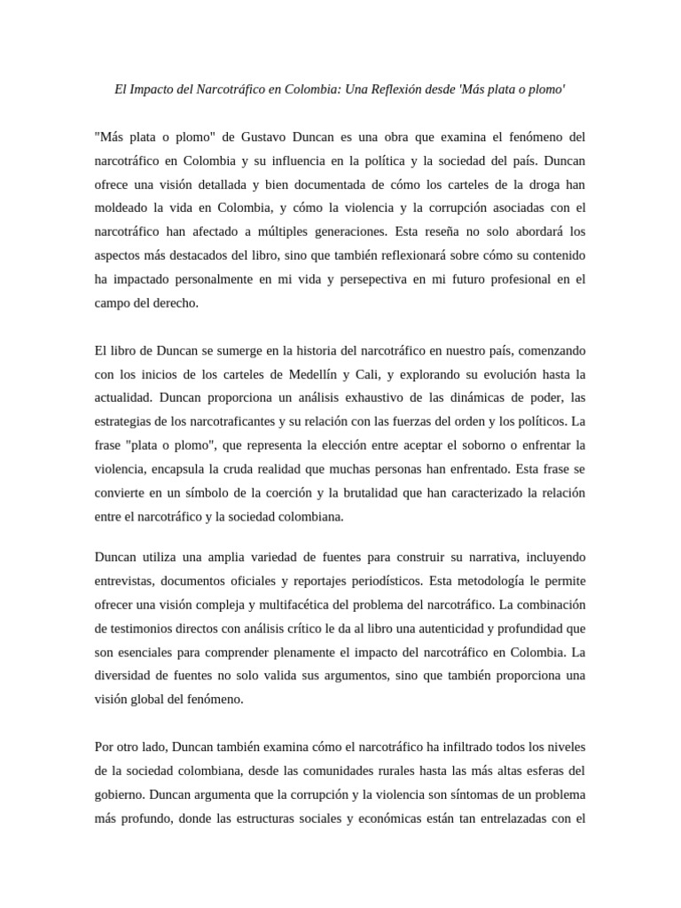 (Reseña) El Impacto del Narcotráfico en Colombia | PDF | Comercio ...