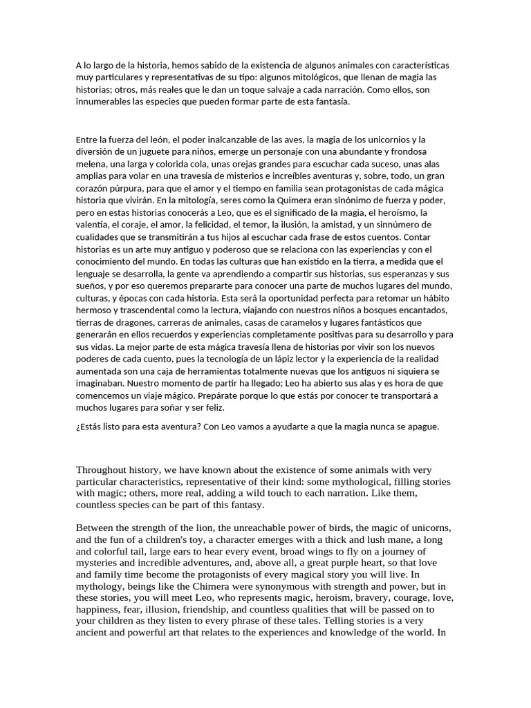 Magia y aventuras a lo largo de la historia | PDF | Amor