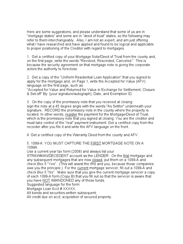 Mortgage and Deed of Trust Strategies | PDF | Mortgage Loan | Rescission
