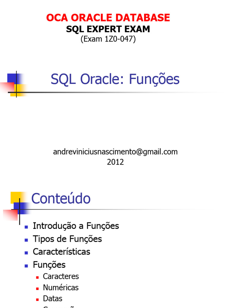 Funções SQL no Oracle Database | PDF | SQL | Função (Matemática)