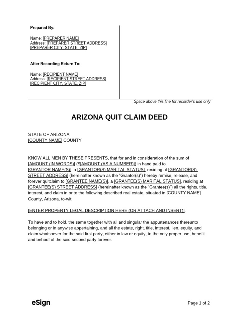 Arizona Quit Claim Deed Template | PDF | Common Law | Property Law