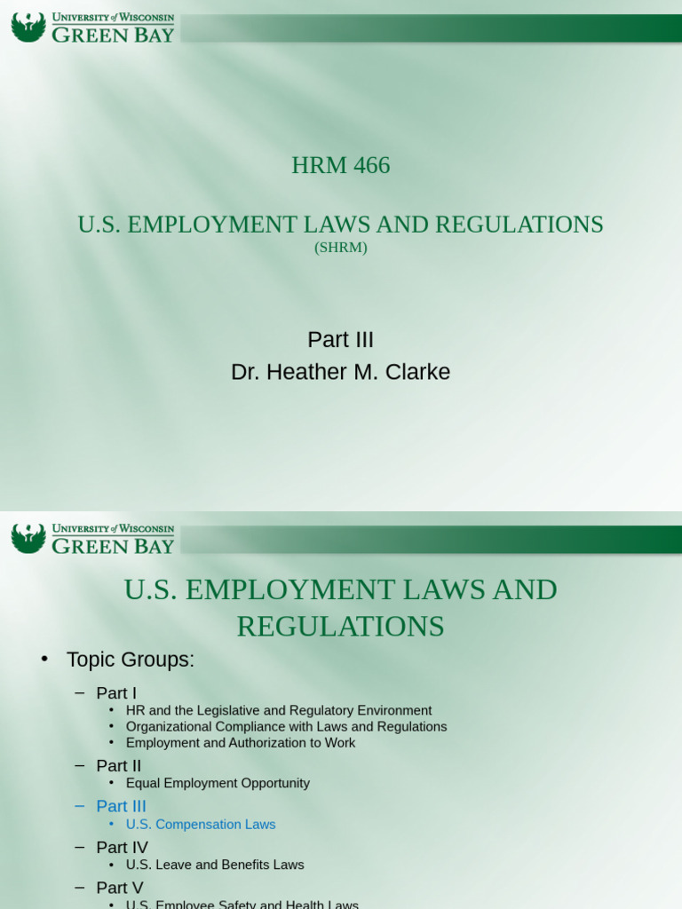 U.S. Compensation Laws Overview | PDF | Overtime | Employment