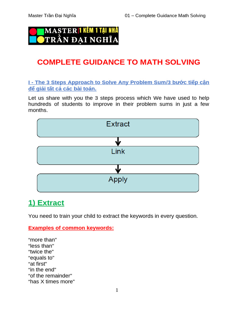 Complete Guidance To Math Solving: 1) Extract | PDF | Question | Cognition