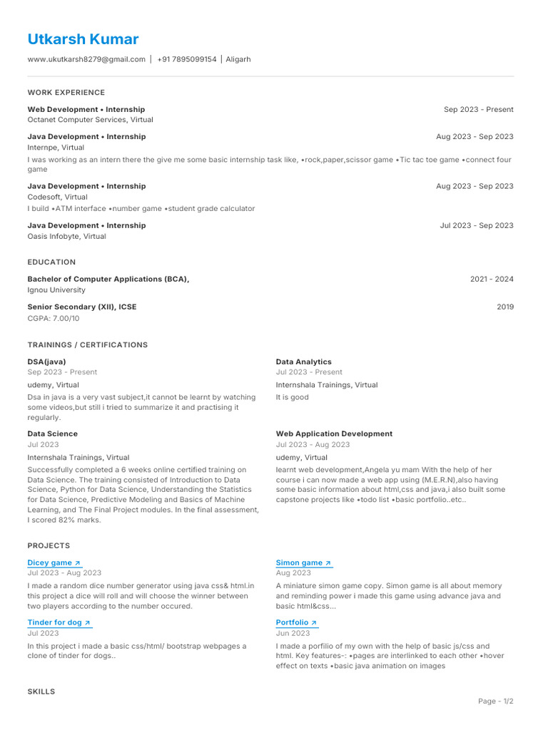 Java Development Internships Overview | PDF | Computing | Computer Science