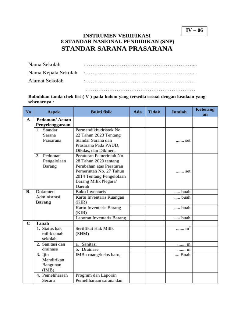 6. Standar Sarpras | PDF