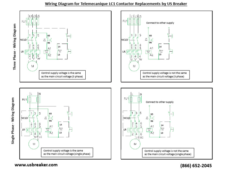 Telemecanique LC1 Contactor Wiring Guide | PDF | Inductor | Power