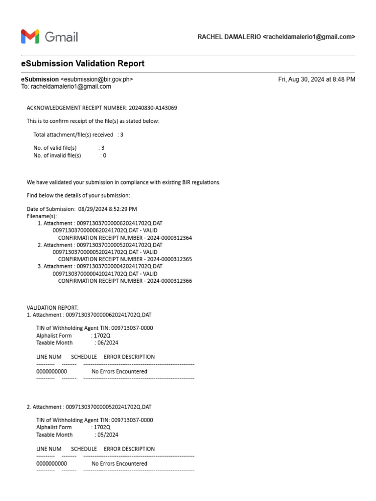 eSubmission Validation Report Summary | PDF | Computing