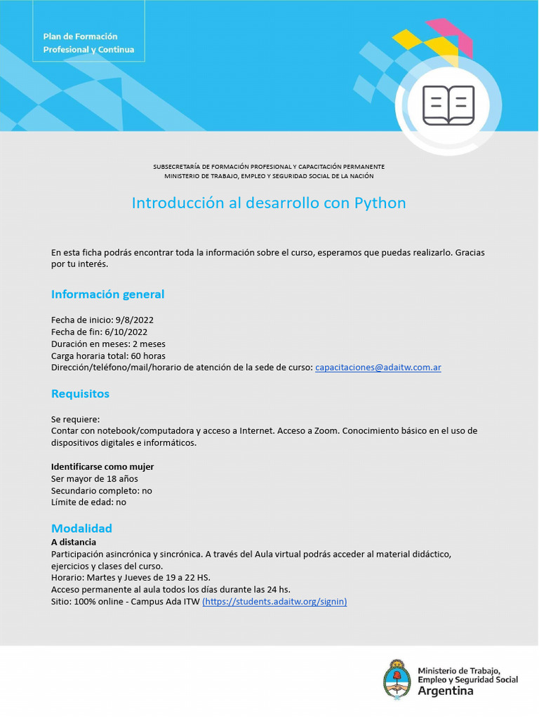 Introducción Al Desarrollo Con Python | PDF | Python (lenguaje de ...