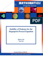 Zhiwu Lin and Yue Liu- Stability of peakons for the Degasperis-Procesi equation