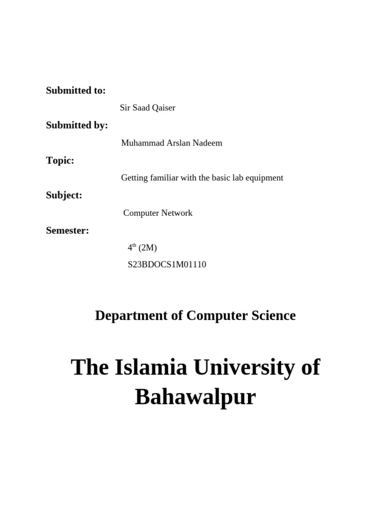 Lab 3 of CN by Arslan Nadeem | PDF | Electrical Connector | Network Switch
