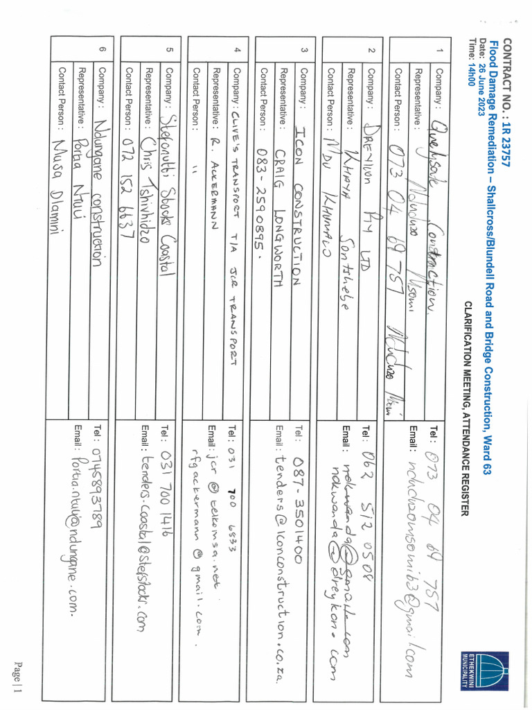 1R 23757 - Clarification Meeting Attendance Register | PDF