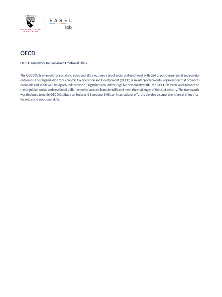 OECD Social & Emotional Skills Framework | PDF | Emotions | Social ...