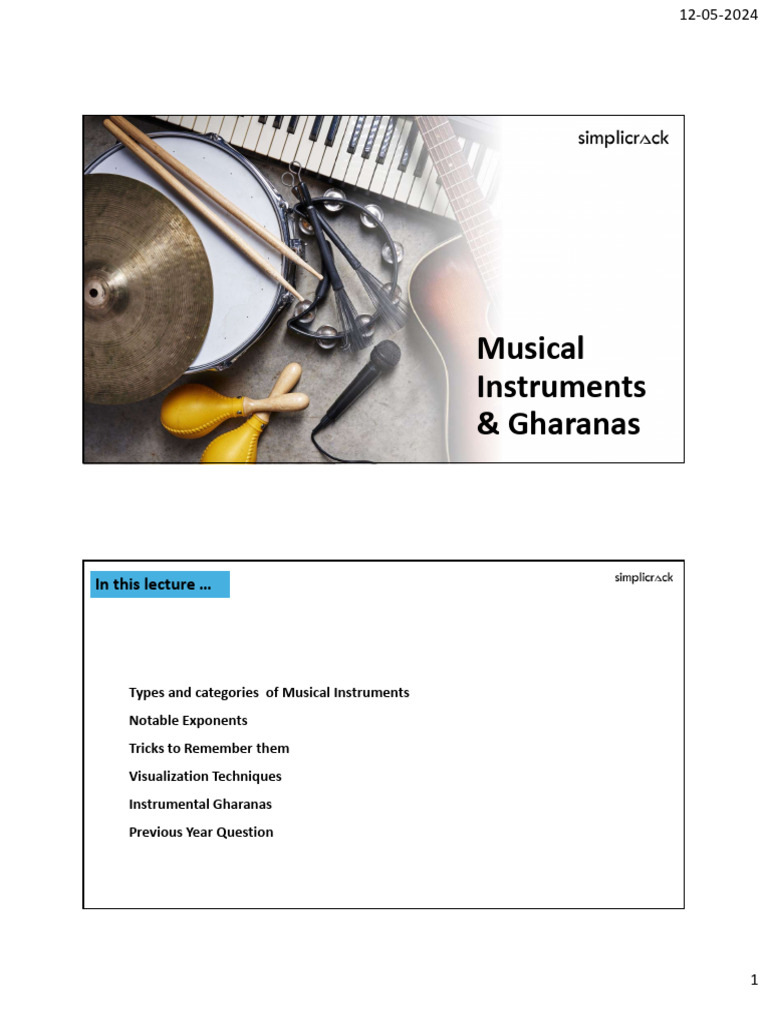 Musical Instrument Legends and Gharanas | PDF