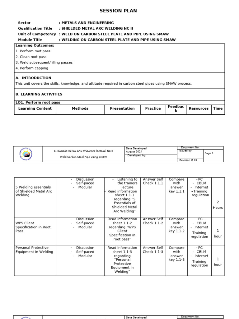 session-plan-smaw-nc-ii-pdf-welding-construction