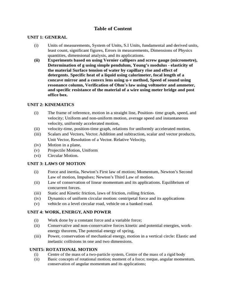 Comprehensive Physics Curriculum Overview | PDF | Light | Force