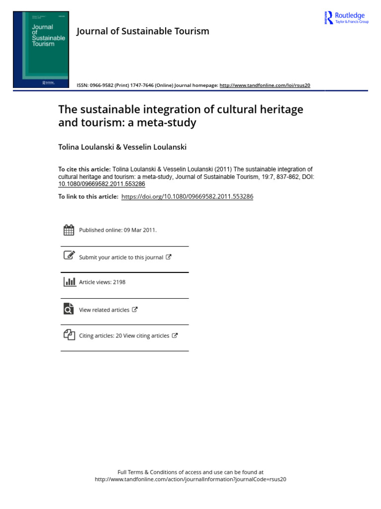 The Sustainable Integration of Cultural Heritage and Tourism | PDF ...