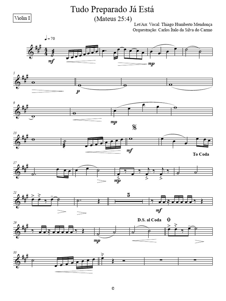 Tudo Preparado Já Está - Violin I | PDF