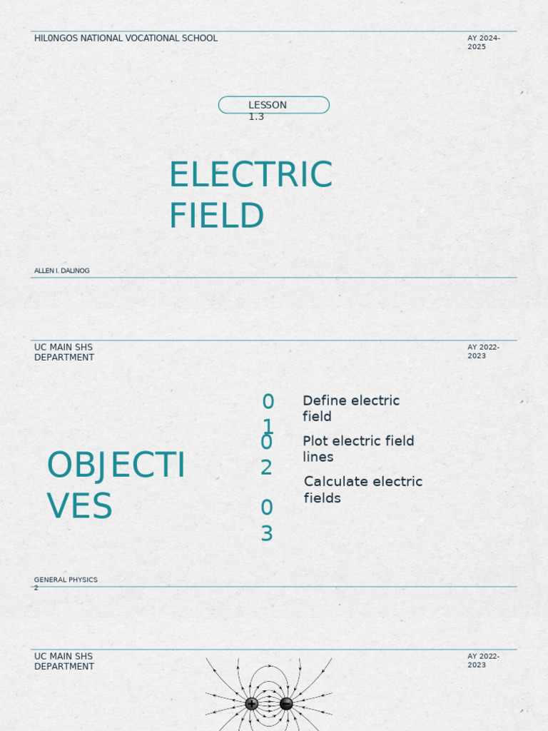 Lesson 1.3 ElLECTRIC FIELD | PDF | Electric Field | Electrostatics