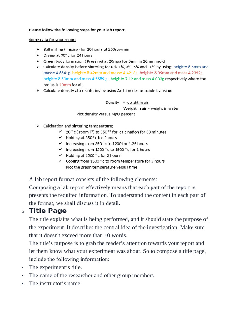 Lab Report Guidelines and Procedures | PDF | Experiment | Methodology