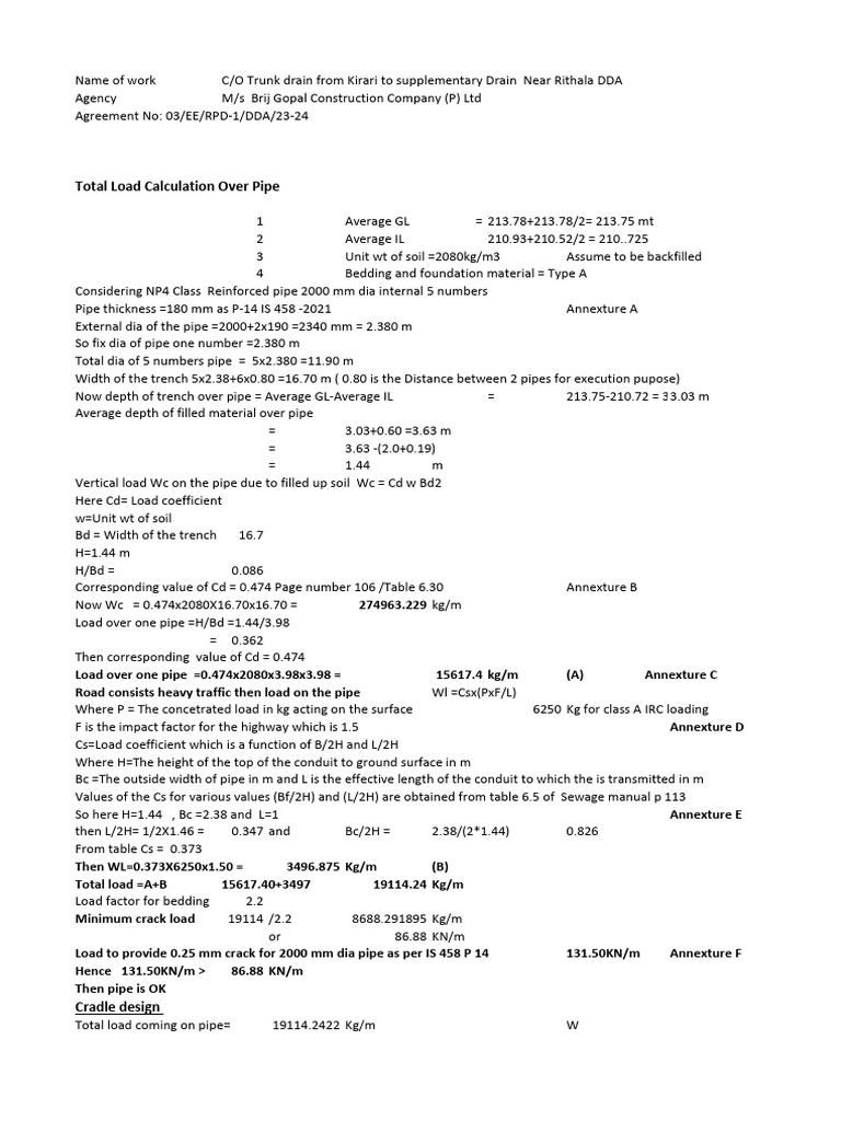 Load Calculation for Drainage Pipe Design | PDF | Civil Engineering ...