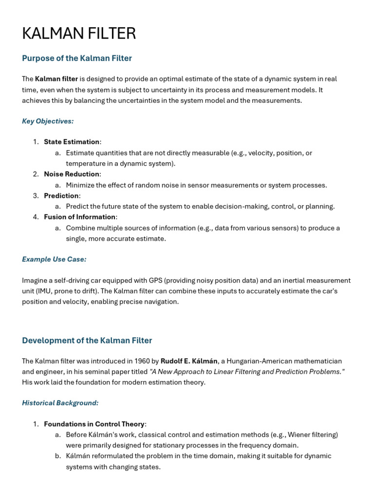 Kalman Filter: Real-Time State Estimation | PDF | Kalman Filter ...