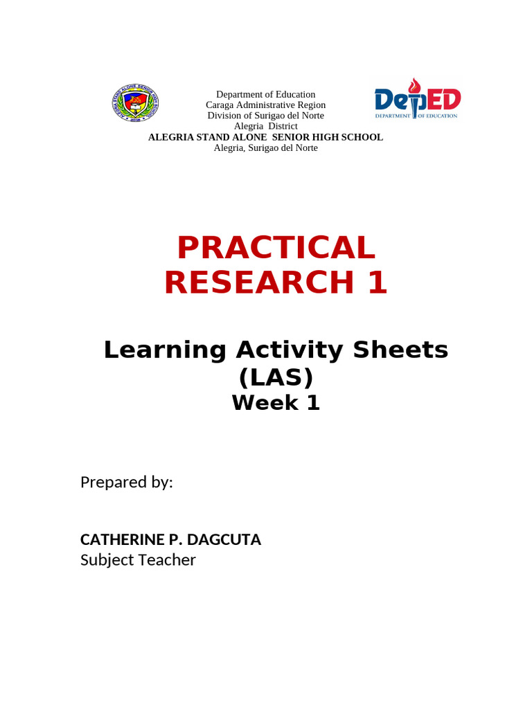 Las 1 Practical Research 1 1 | PDF | Qualitative Research | Statistics