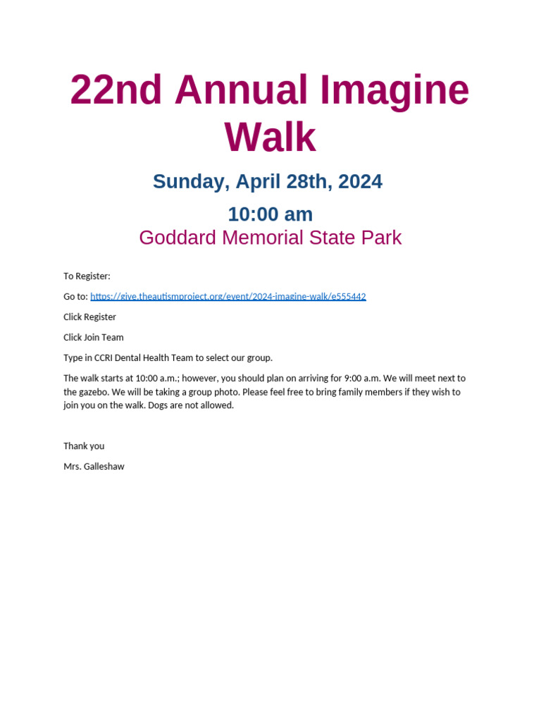 22nd Annual Imagine Walk | PDF