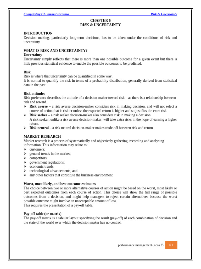 Risk and Decision-Making Analysis | PDF | Risk | Applied Mathematics