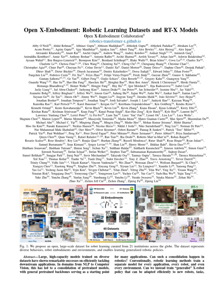 Open X-Embodiment: Robotic Learning Datasets and RT-X | PDF | Robotics ...