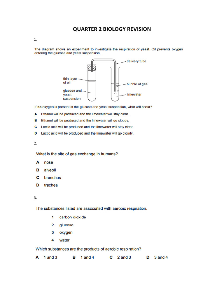 Ad Biology Qu2 2021 Question Bank | PDF