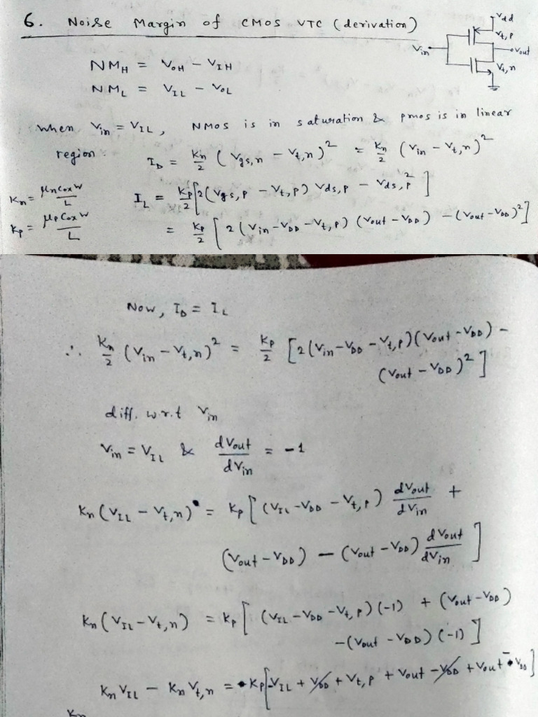Noise Margin From Cmos VTC Derivation | PDF