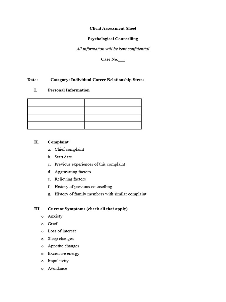 Client Assessment Template | PDF