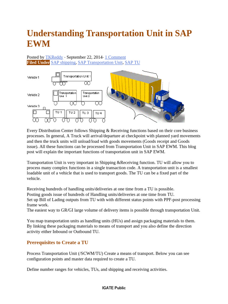 Understanding Transportation Units in SAP EWM | PDF | Warehouse | Transport