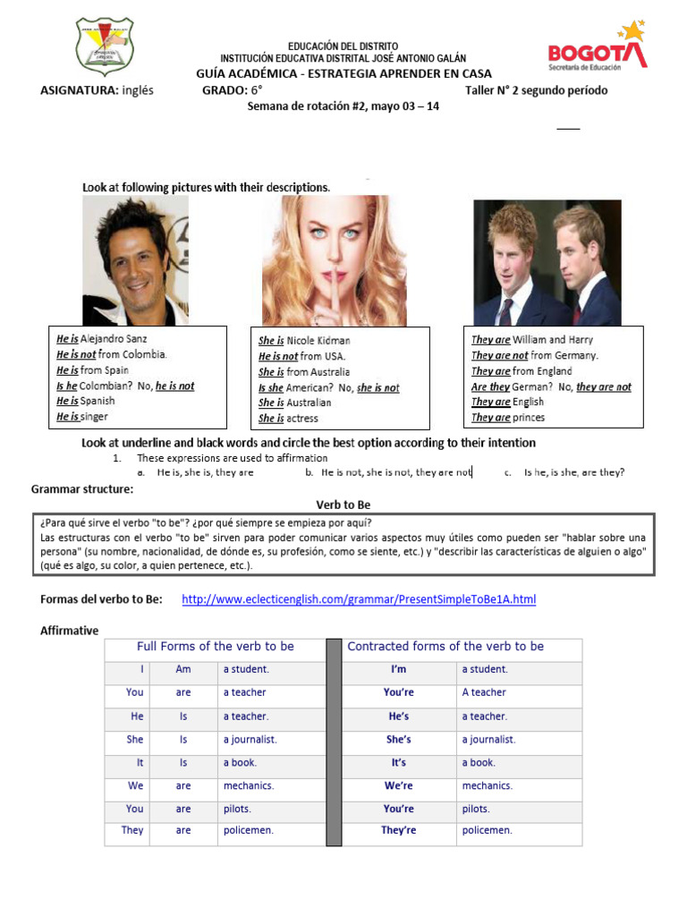 6th Grade English: Verb "To Be" Guide | PDF | Linguistics | Grammar