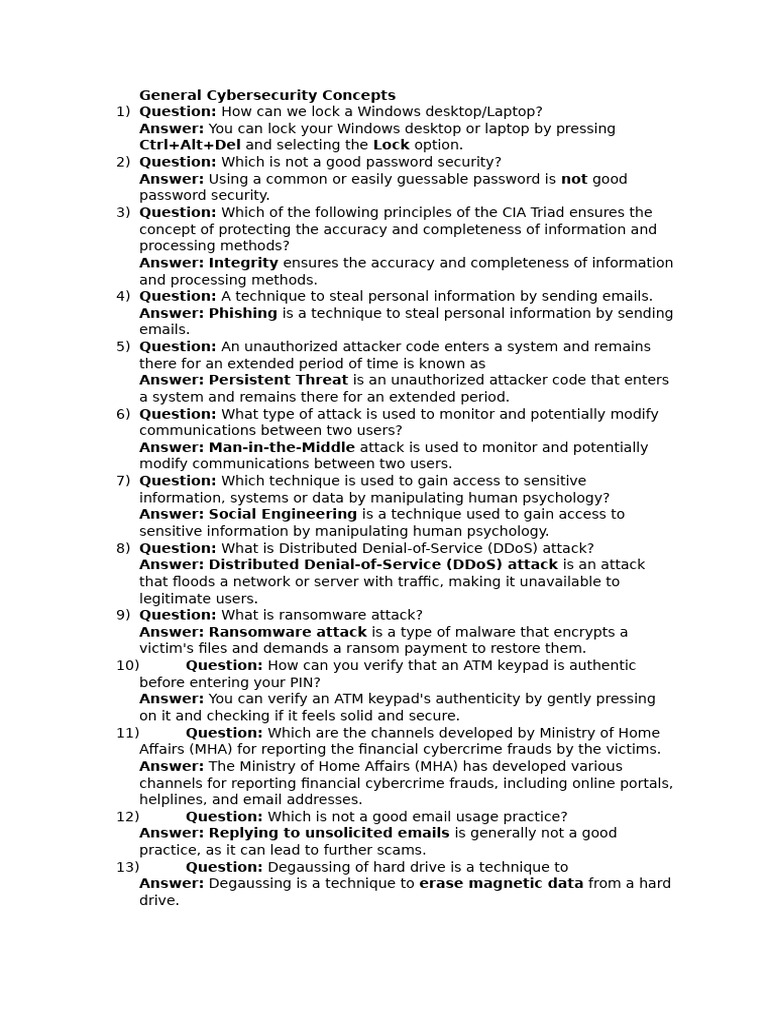 Essential Cybersecurity Concepts Explained | PDF | Computer Security ...