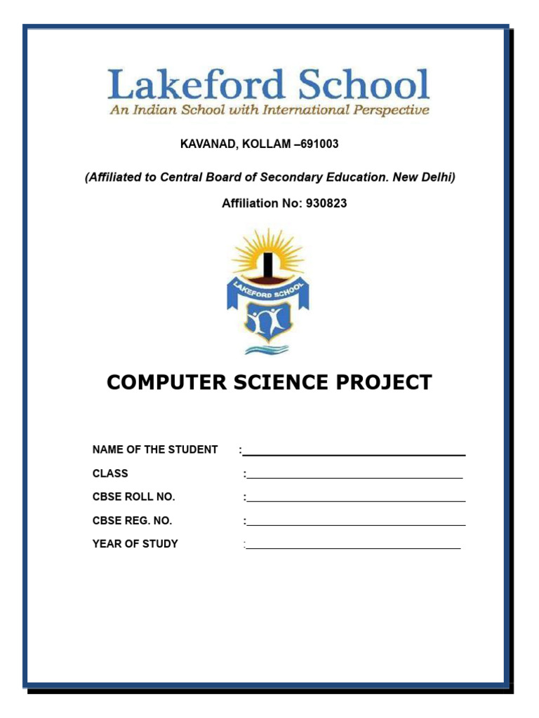 Abin Kathik Cs Project | PDF | Sql | Databases