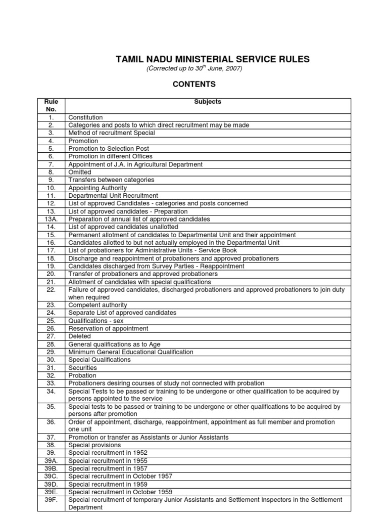 Ministerial Service Rules PDF Tamil Nadu Probation