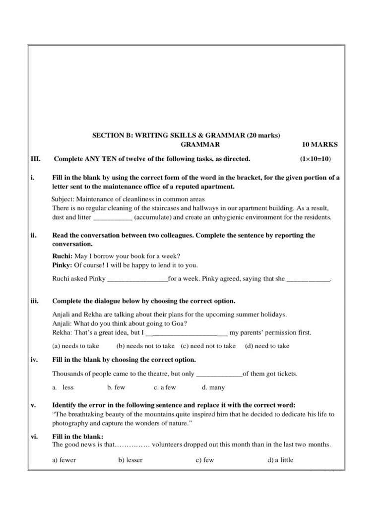 Practice Paper Class X | PDF