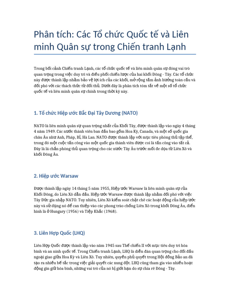 Phan Tich Cac to Chuc Quoc Te Va Lien Minh Quan Su Trong Thoi Chi%E1%BA ...