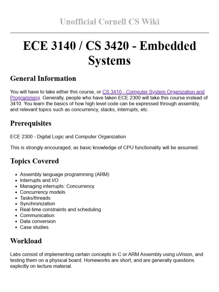 ECE 3140 / CS 3420 Overview | PDF | Embedded System | Computer Programming
