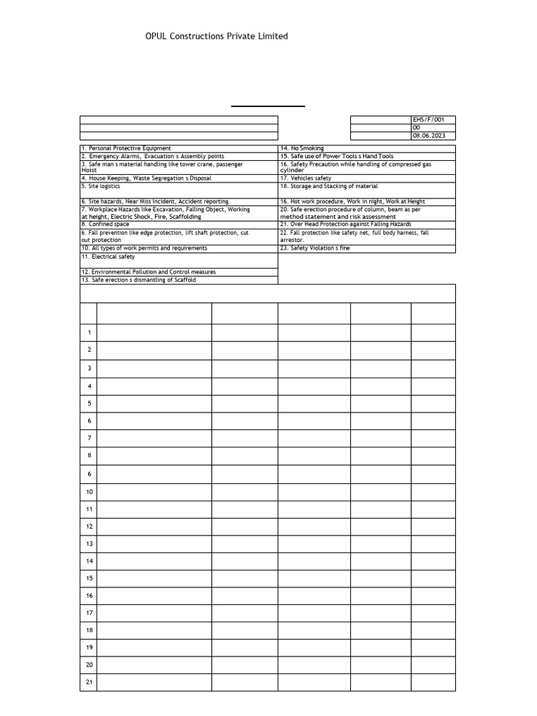 Ehs Induction Pdf Pdf Working Conditions Occupational Safety And