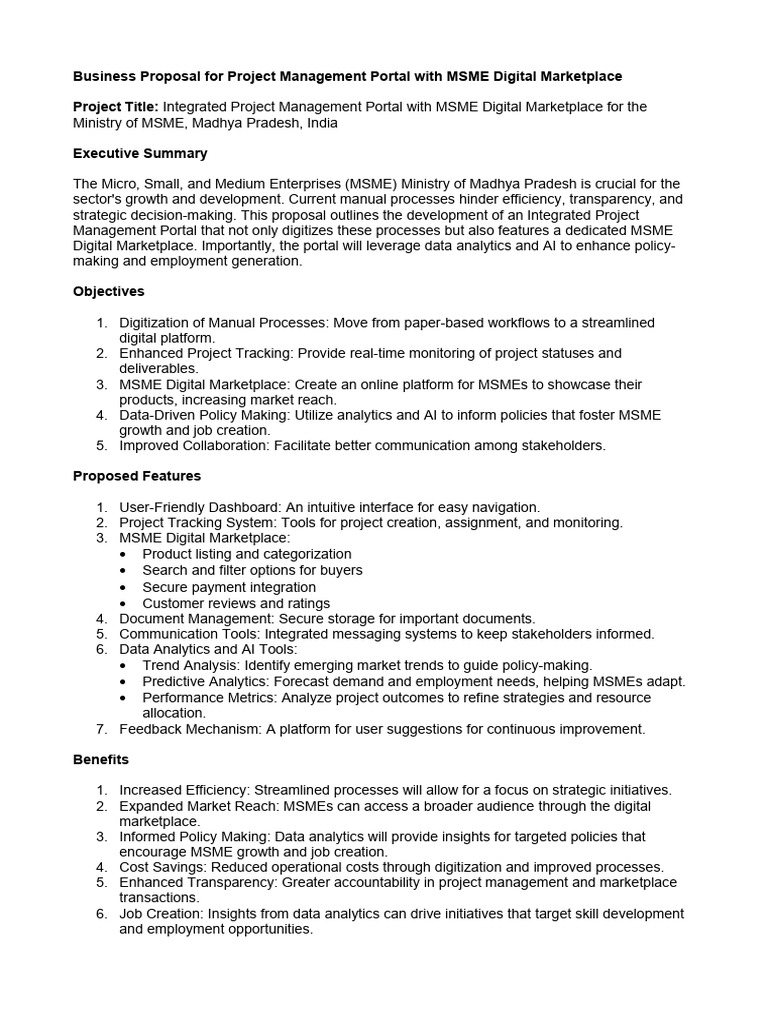 Praposal-MSME MP draft | PDF | Analytics | Artificial Intelligence