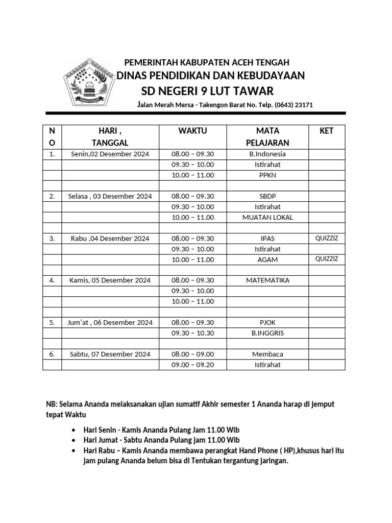 Roster Sumatif Akhir | PDF