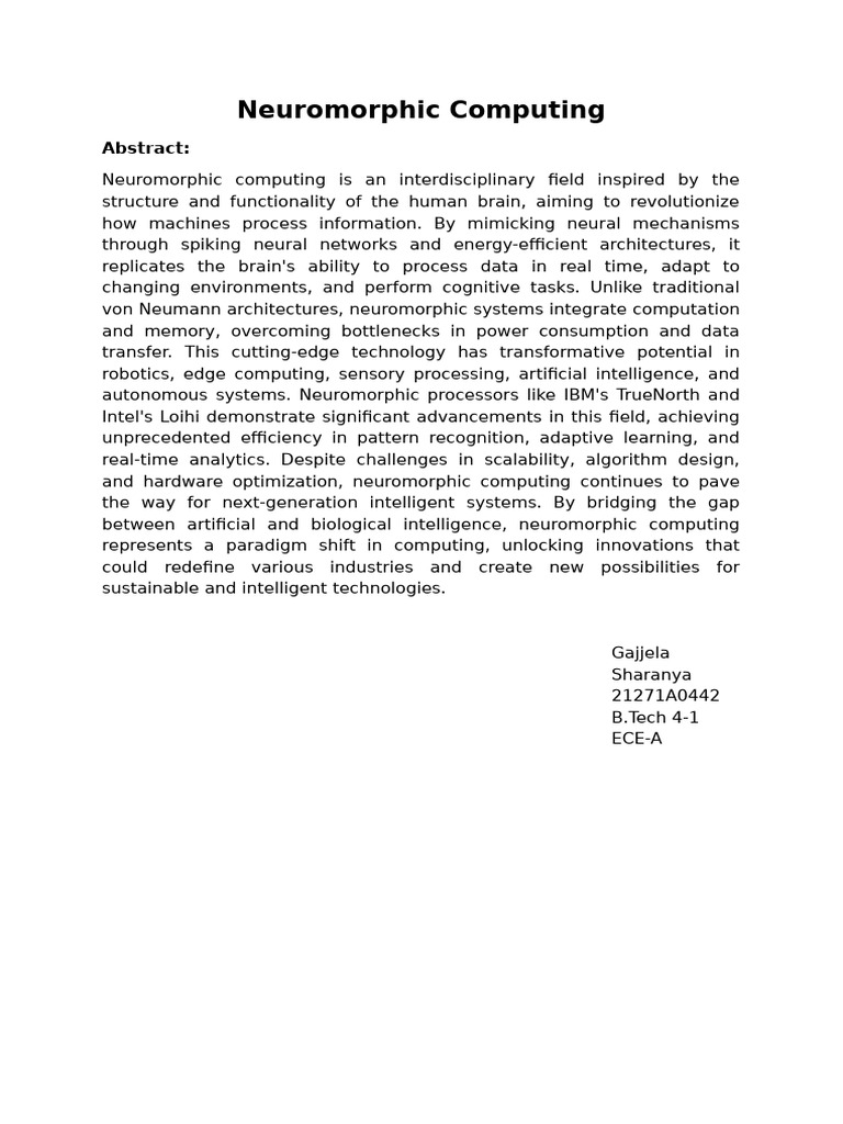 Neuromorphic Computing Explained | PDF