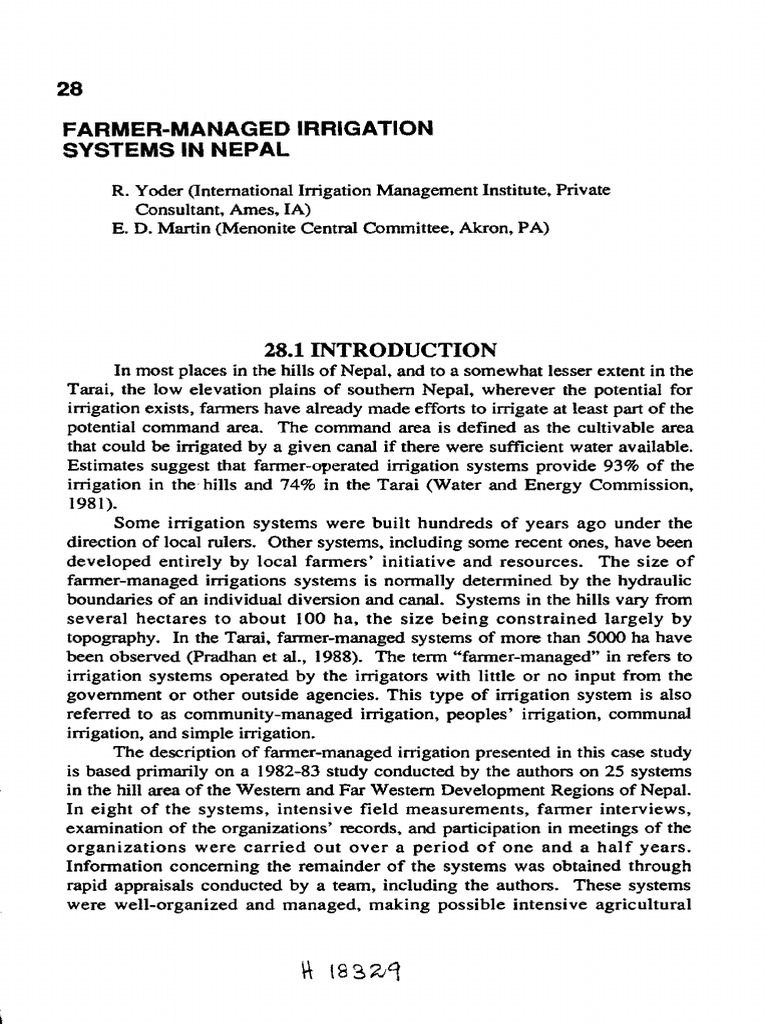 Farmer-Managed Irrigation Systems in Nepal | PDF | Irrigation | Water
